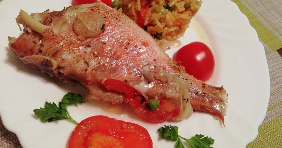 Морской окунь, запеченный в духовке в фольге пошаговый рецепт