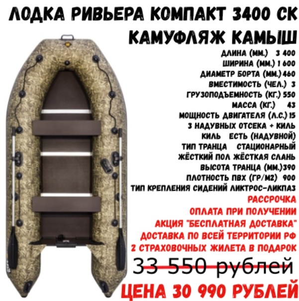 Купить Лодку Пвх Ривьера 3400 Компакт
