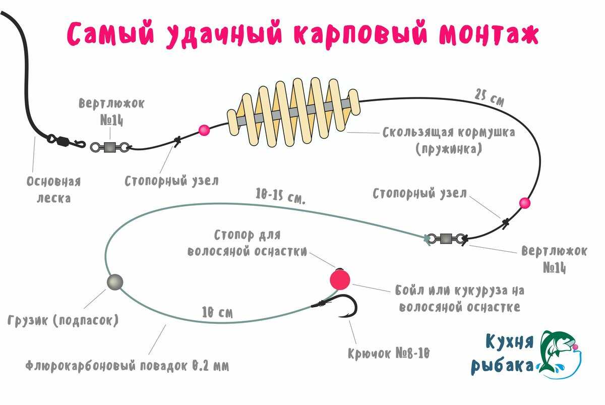 Оснастки для ловли карпа, разновидности монтажей и основные элементы