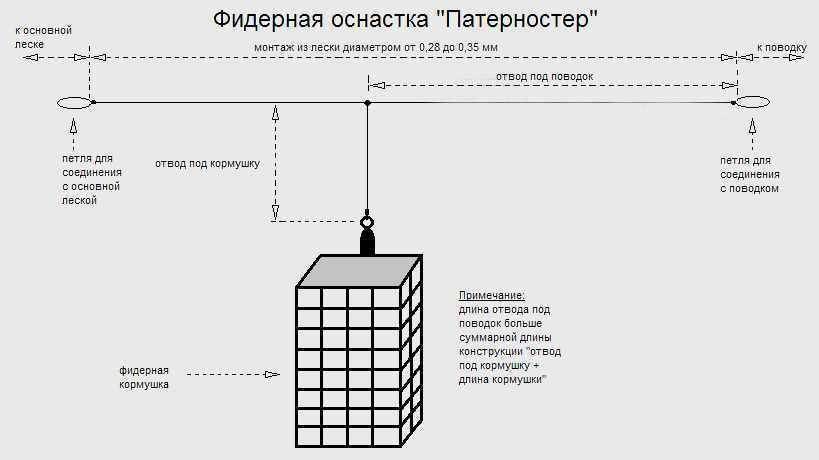 Толщина лески на леща. Монтаж патерностер для фидера. Фидерная снасть патерностер. Фидерные оснастки петля Гарднера для фидера. Фидерный монтаж схема монтажа.