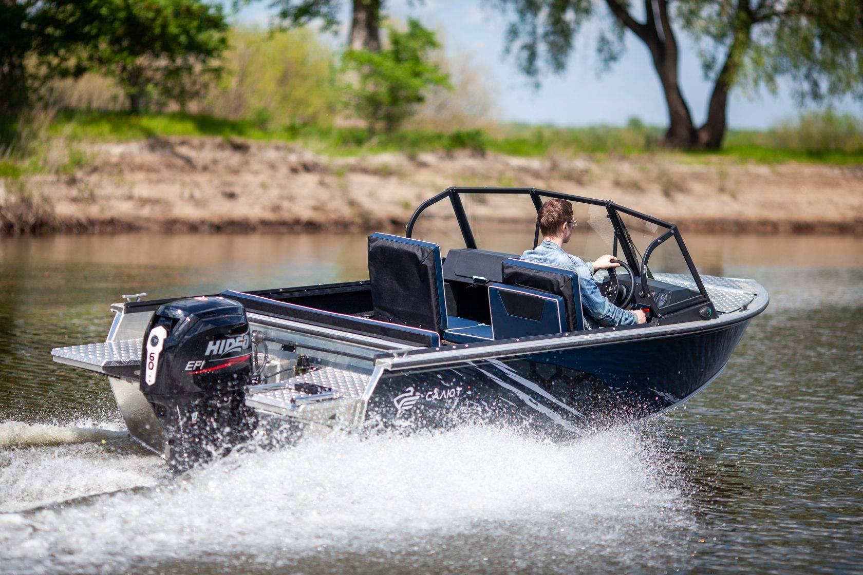Лодка салют pro 480 neo fish. моторный катер для рыбалки алюминиевый