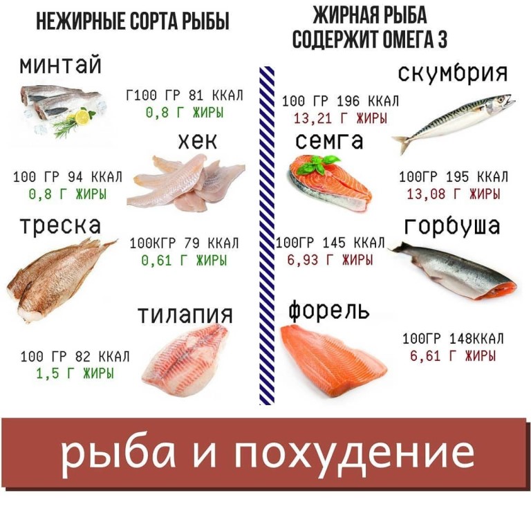 Список нежирных сортов рыбы: таблица калорийности, рецепты диетических блюд